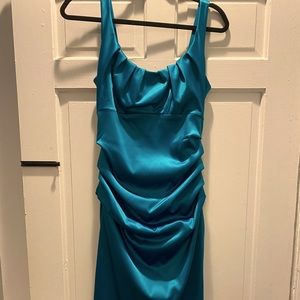 Satin teal dress